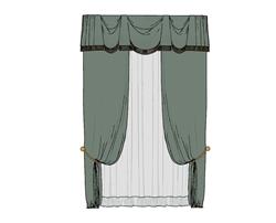 窗帘杆窗帘SU模型