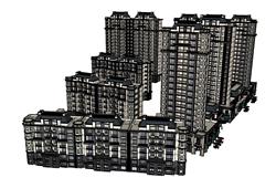 小区高层建筑SU模型
