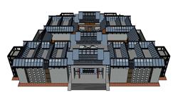 中式纪念馆建筑SU模型