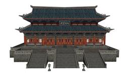 中式古建筑大雄宝殿SU模型