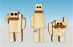 积木玩具机器人SU模型