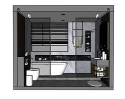 开放式浴室卫生间SU模型