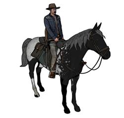 骑马的西部牛仔人物su素材下载(ID93833)