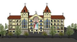 欧式教堂建筑免费su模型网站(ID94089)