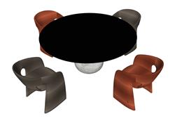 现代圆桌餐桌椅溜溜网模型库(ID94818)