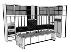 西厨厨房橱柜SU模型