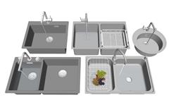 不锈钢洗手池洗菜盆SU模型