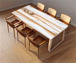 原木餐桌SU模型