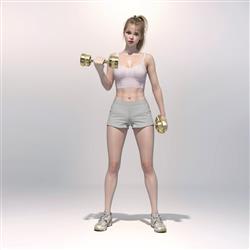 健身女人哑铃skp模型(ID98551)