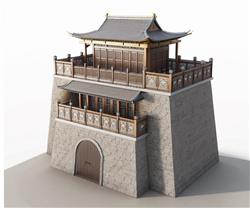 古代城门城楼SU模型