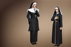 教堂牧师修女SU模型
