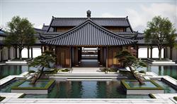 中式古建庭院SU模型
