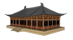 中式古建筑屋檐SU模型