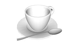 咖啡杯碟子勺子SU模型