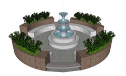公园喷泉景观SU模型