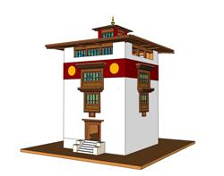 藏式西藏建筑SU模型