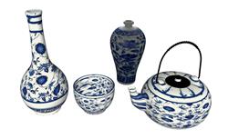 青花瓷花瓶茶壶SU模型