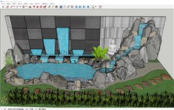 景观假山流水的sketchup模型
