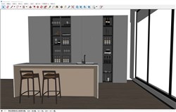 现代吧台酒柜的sketchup模型