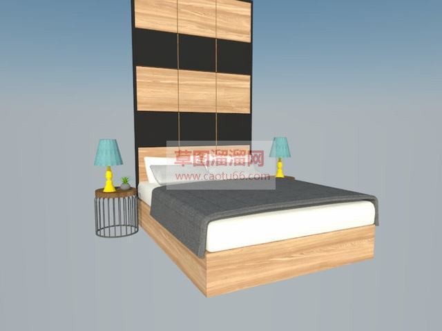 双人床床铺家具SU模型分享作者是【Even】