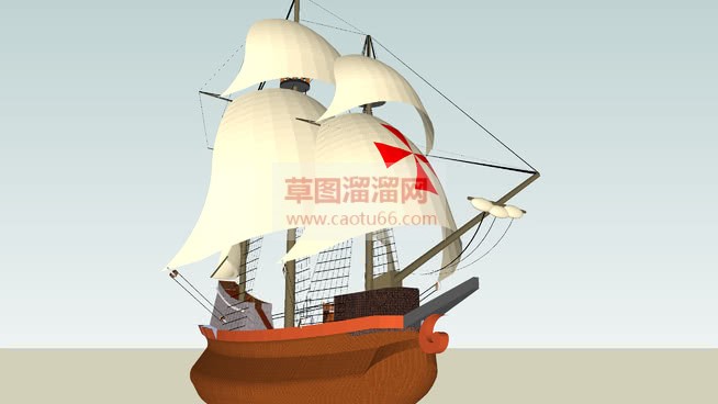 帆船海盗船SU模型分享作者是【小索】