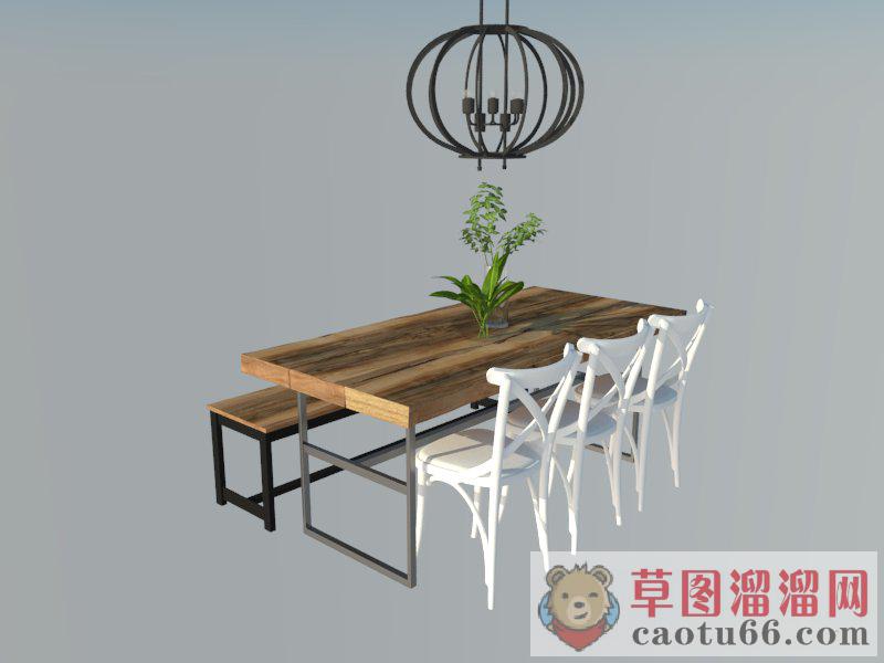 实木餐桌椅SU模型分享作者是【キ傑╰凸】