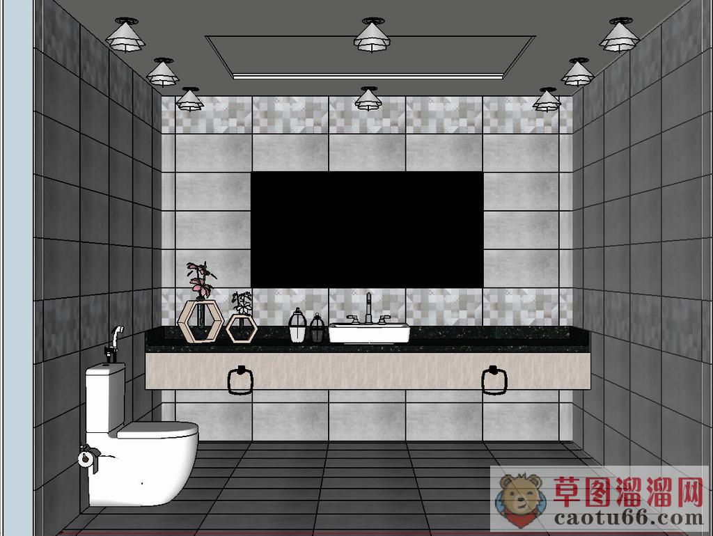 浴室间室内空间SU模型上传日期是2020-03-08