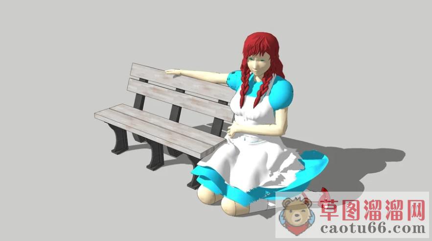 3D女人坐在地上户外SU模型分享作者是【在此输入昵称...】