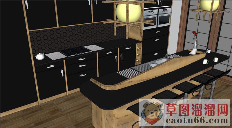 日式客厅餐桌椅SU模型上传日期是2020-05-19