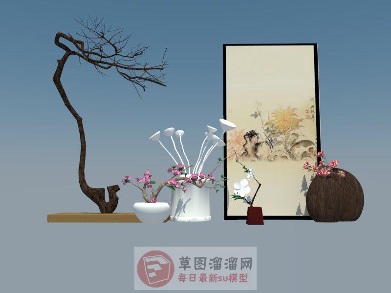 新中式花瓶花盆SU模型分享作者是【解冻de呼吸】