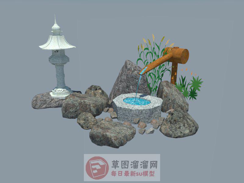 日式水景景观SU模型分享作者是【gengyunji1987】