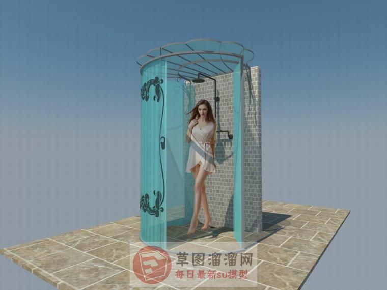 淋浴间洗澡房SU模型分享作者是【云朵】