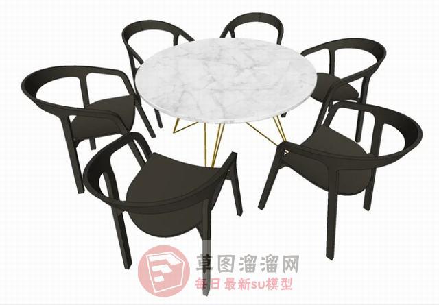 圆形餐桌椅SU模型分享作者是【ocean】