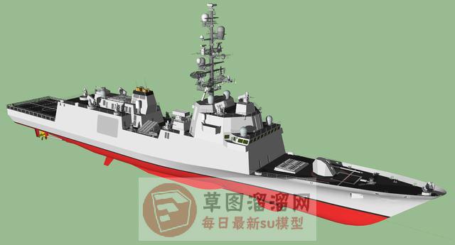 军舰战舰船SU模型分享作者是【狂风】