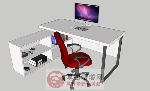 办公桌电脑桌旋转椅SU模型分享作者是【盛夏不念夏】