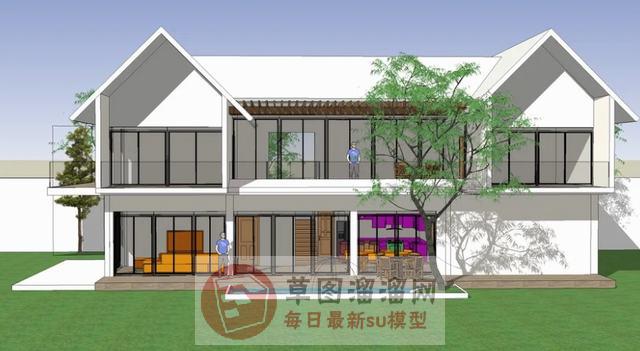 住宅别墅建筑SU模型分享作者是【广州高格展柜】