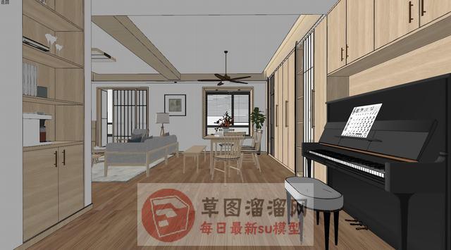 日式风格客厅餐厅su模型素材下载 SU模型图片5 SKP素材免费下载