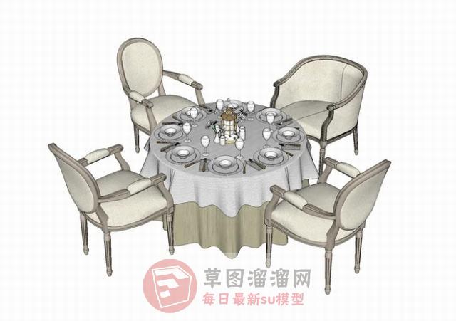 宴席餐桌椅家具SU模型分享作者是【 方正 版纳】