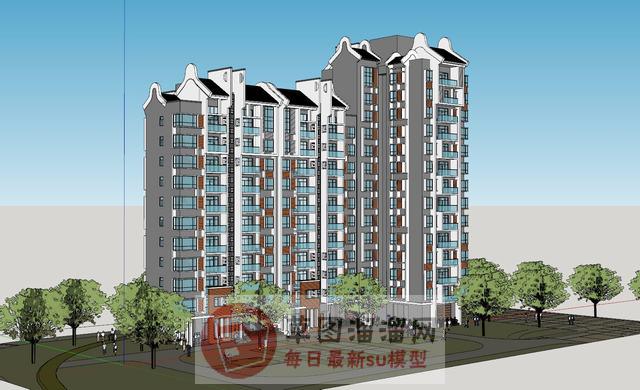 中式建筑住宅SU模型上传日期是2020-10-20
