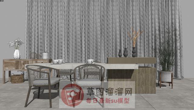 中式古典茶桌SU模型上传日期是2020-10-25