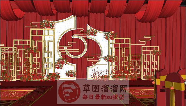 中式酒席宴席SU模型上传日期是2020-11-09