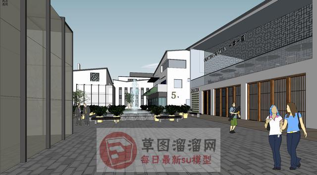 新中式商业街沿街SU模型文件大小是16.3M