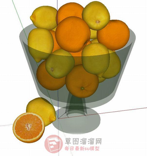 橙子水果果盘SU模型分享作者是【贺小伟】