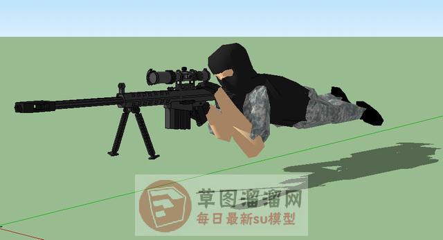 狙击手狙击枪人物SU模型分享作者是【小虎】