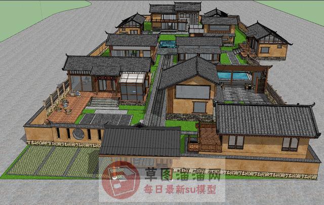 民宿游乐区住宅乡村规划su模型库素材 skp模型图片2 免费模型库