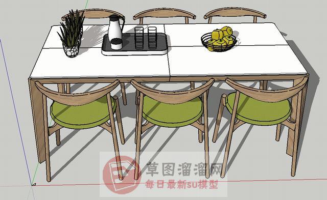 餐桌椅现代六人座SU模型上传日期是2020-11-21