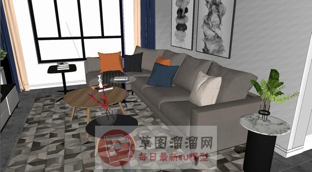 客厅-电视柜-沙发-中央空调出风口su模型 skp模型图片2 免费模型库