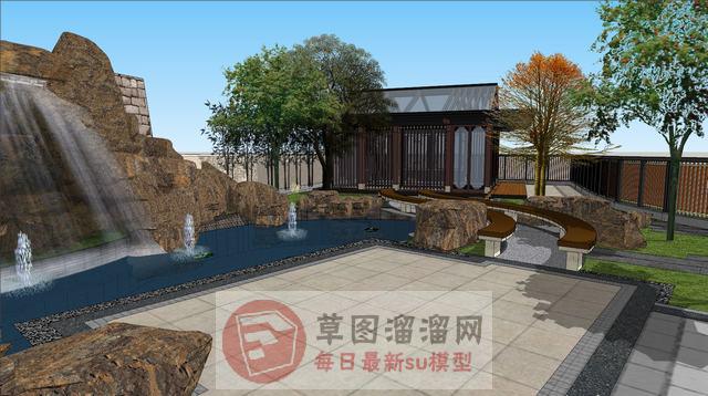 中式大院别墅SU模型上传日期是2020-11-20