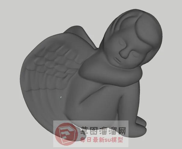 天使雕塑人物SU模型分享作者是【武汉定格儿】