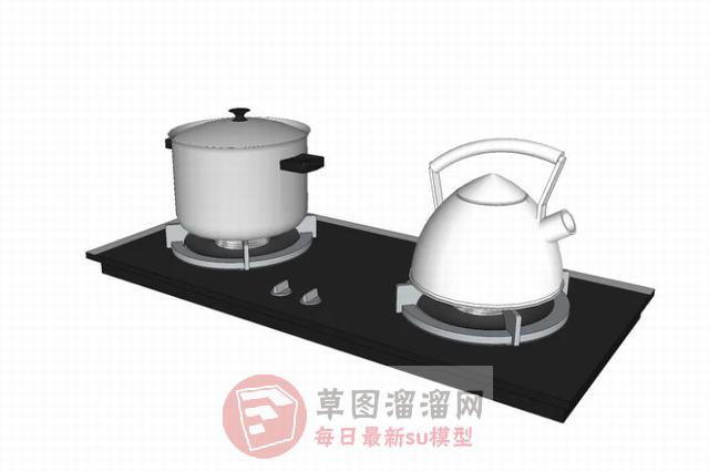 煤气灶燃气灶厨房道具SU模型分享作者是【王兆岩】